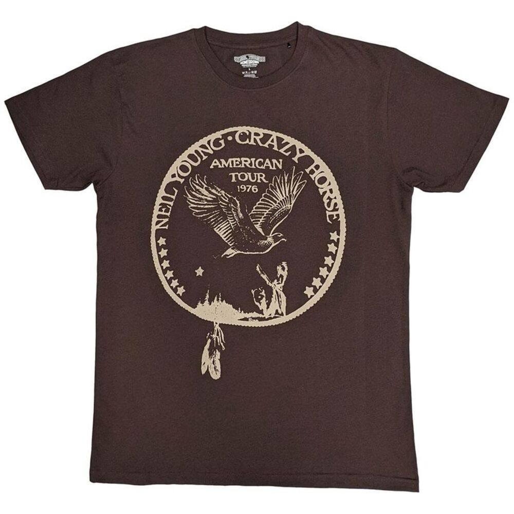 Neil Young Unisex Adult Tour �'76 Seal T-Shirt / Brown